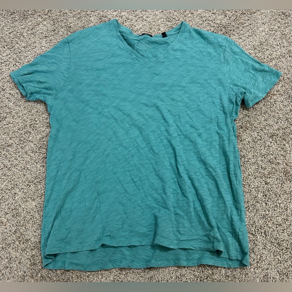 ATM Anthony Thomas Melillo Men's Blue V-Neck Slub T-Shirt Size Large Cotton Sun